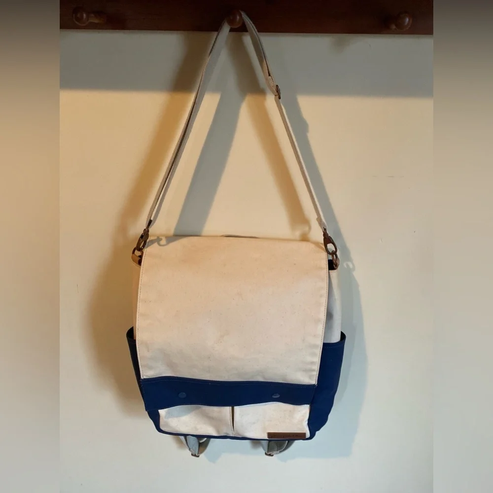 💥Petunia Pickle Bottom Pathway Pack Natural Canvas Navy Diaper Bag💥
